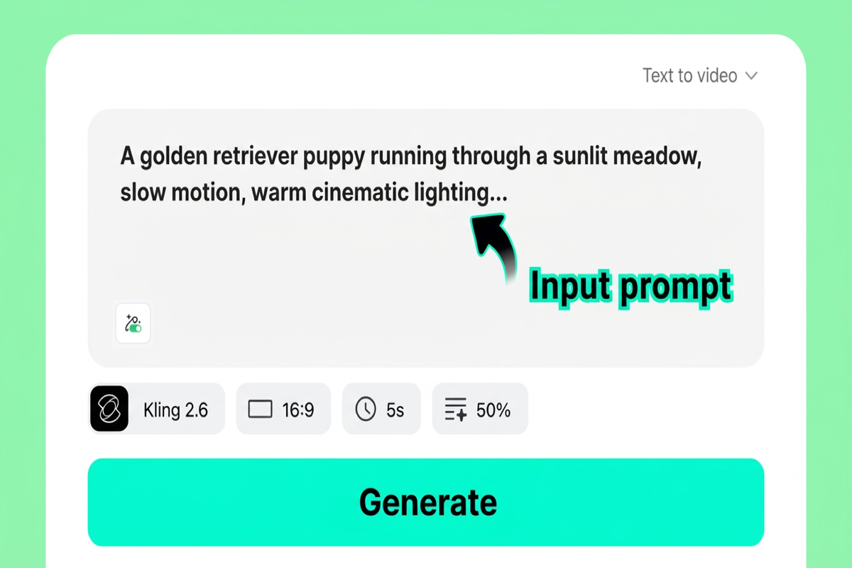 Enter text prompt in insMind text-to-video interface