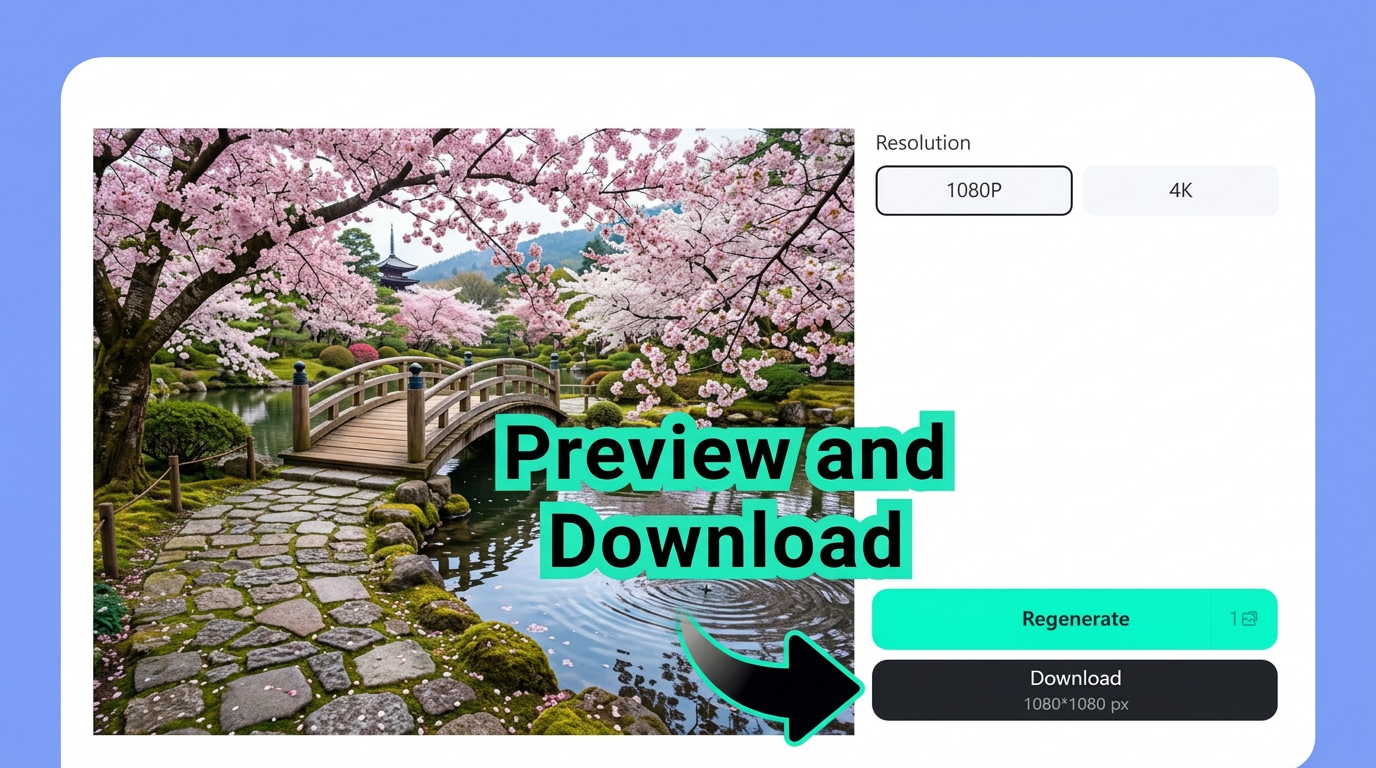 Preview the enhanced anime video and download the upscaled 4K result