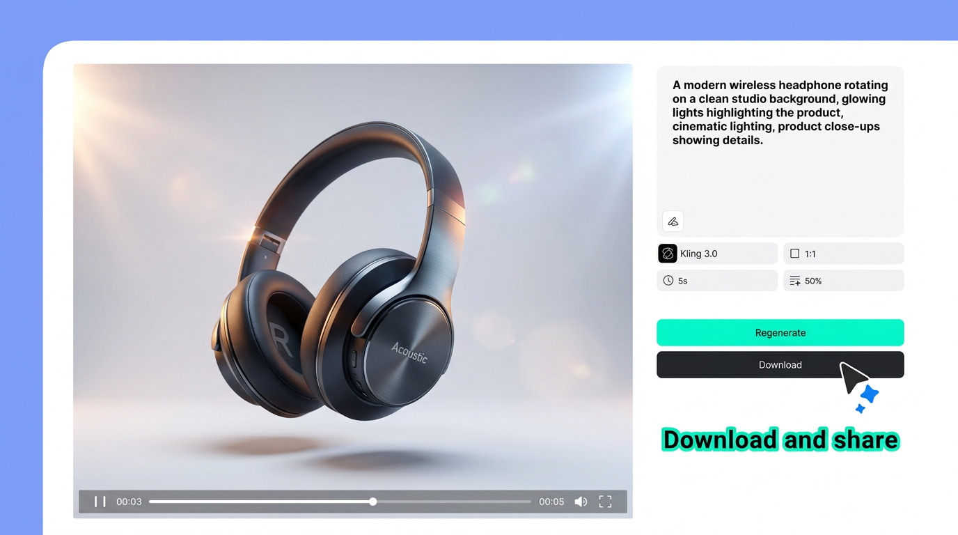 Preview and download the finished AI marketing video for social media sharing