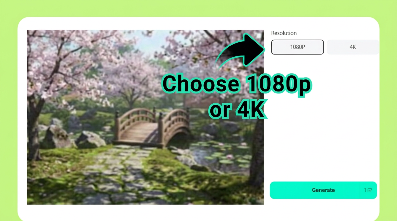 Choose between 1080p and 4K resolution options for anime video upscaling