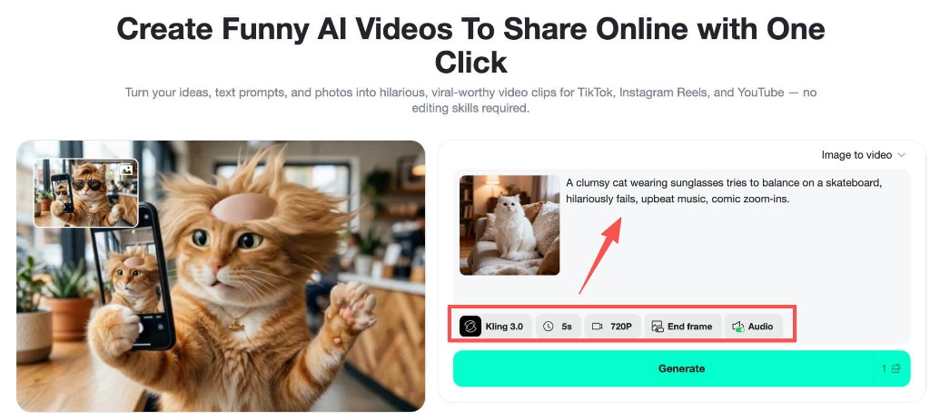 Write Funny Video Prompt with AI Enter a funny prompt describing the comedic scene with model and settings selected