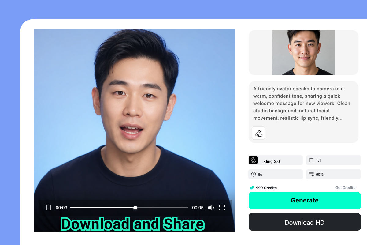 Download AI Video Generated talking avatar video ready to download