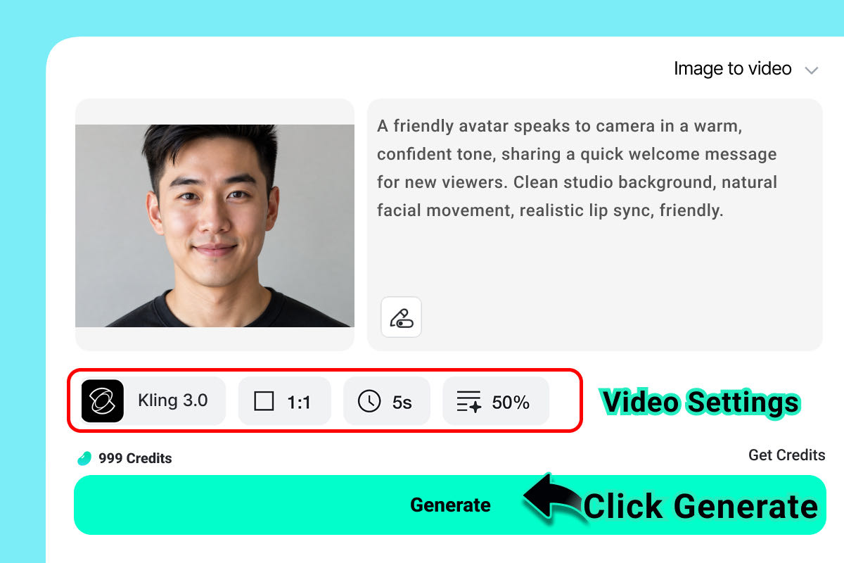 Adjust Video Settings Video settings before AI generation